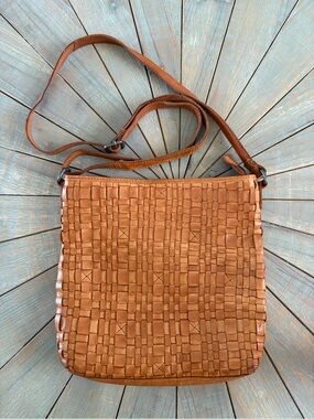 Anthropologie Vilenca Holland leather braided boho woven shoulder bag